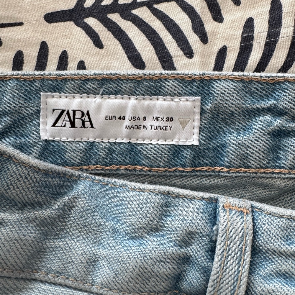 Zara Light Blue Denim Jeans- wide leg size 8